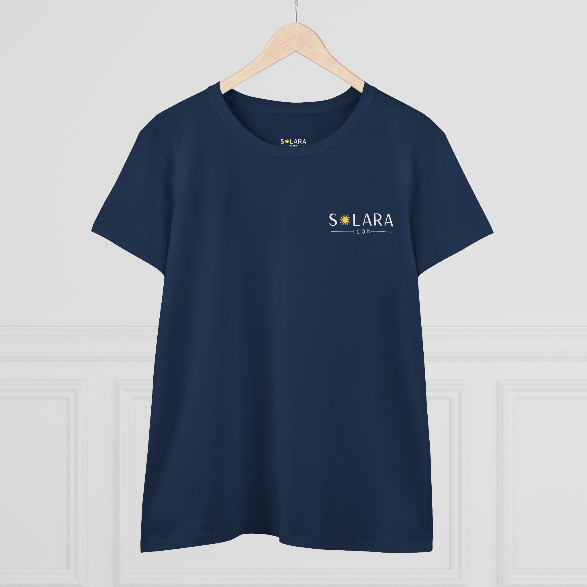 Solar Inspired Women's Midweight Cotton Tee, Stylish Black T-Shirt, Casual Wear, Everyday Fashion, Gift for Her, Summer Essential
