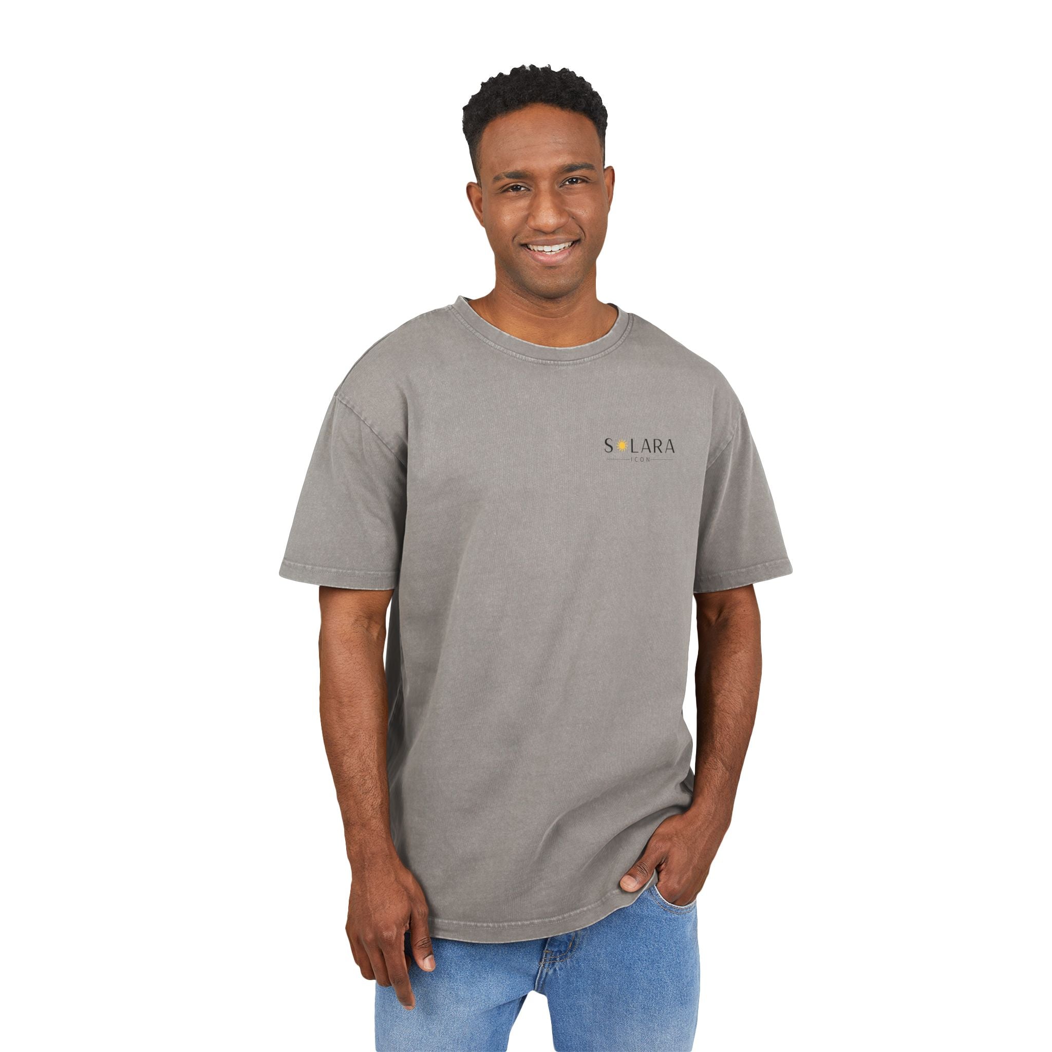 Solara Icon-Men's Acid Wash Oversized Tee, Retro Fashion Shirt, Casual Summer Top