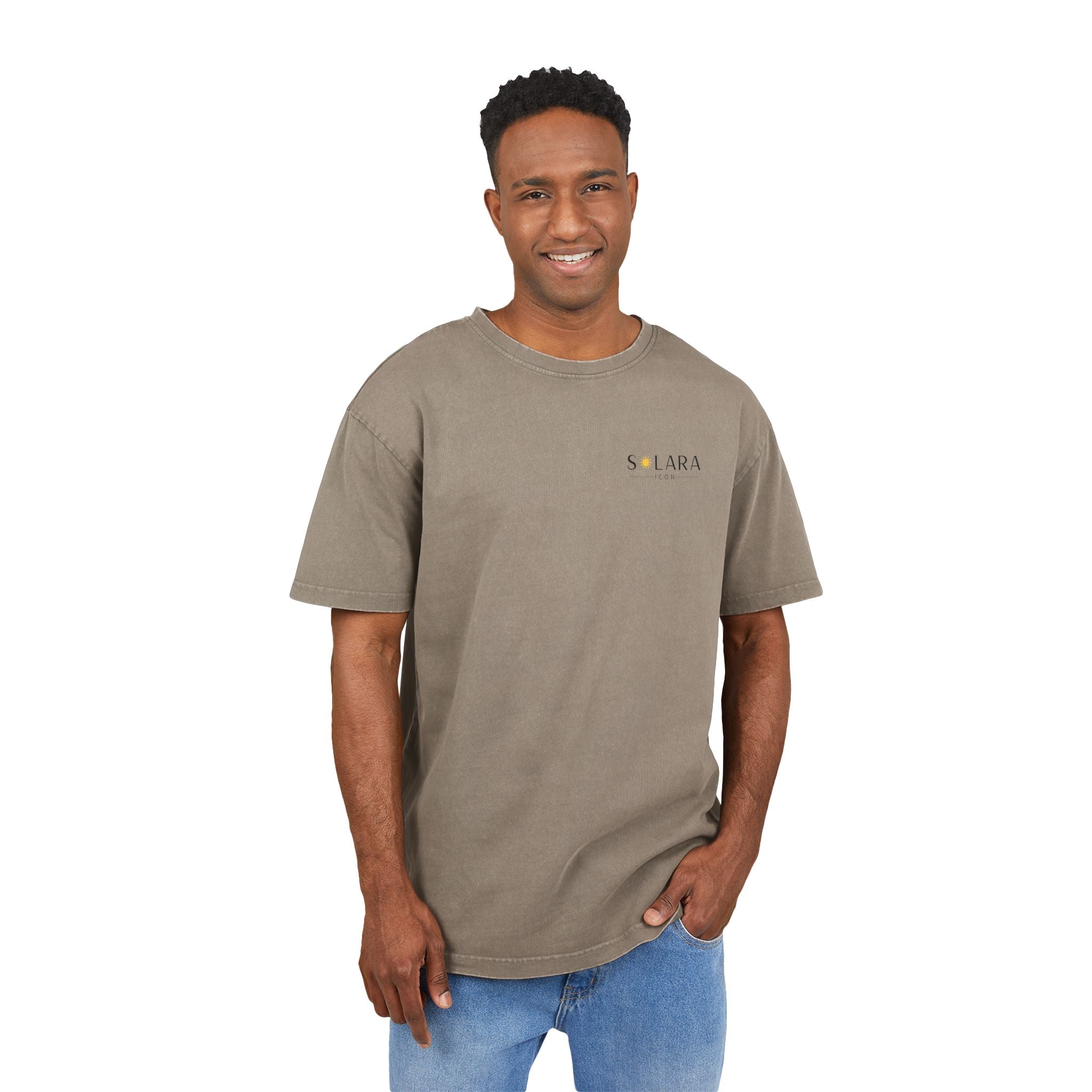 Solara Icon-Men's Acid Wash Oversized Tee, Retro Fashion Shirt, Casual Summer Top