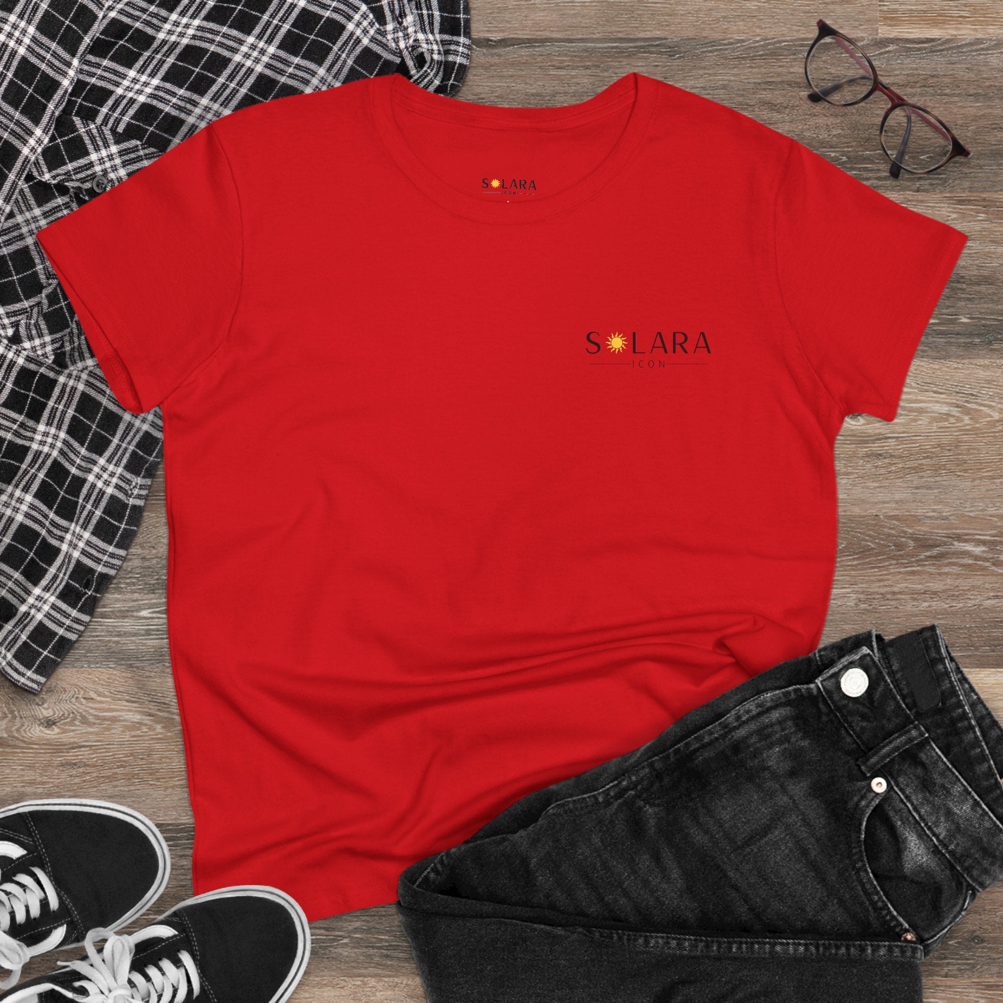 Solar Inspired Women's Midweight Cotton Tee, Casual Tee,Gift for Her, Everyday Wear,