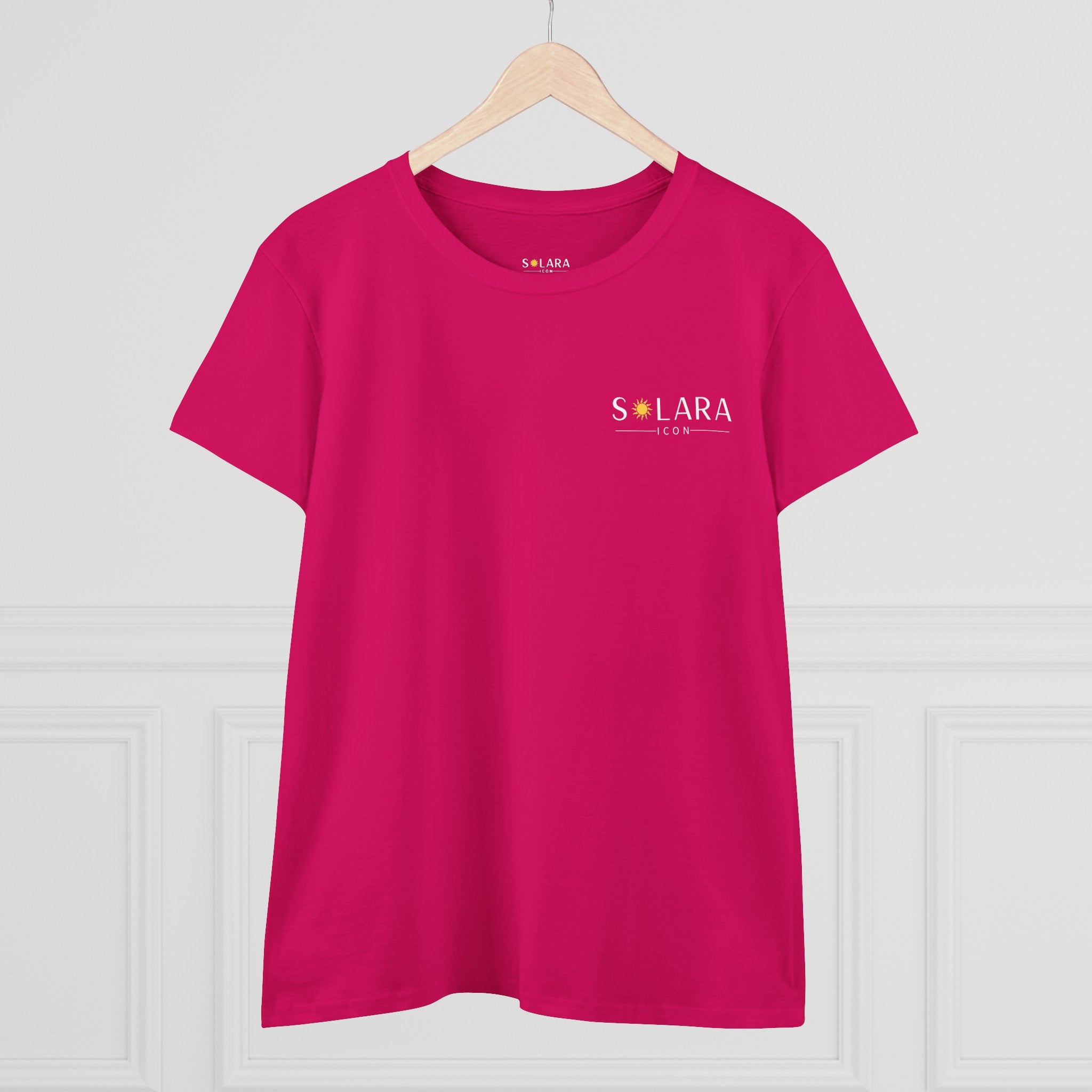 Solar Inspired Women's Midweight Cotton Tee, Stylish Black T-Shirt, Casual Wear, Everyday Fashion, Gift for Her, Summer Essential