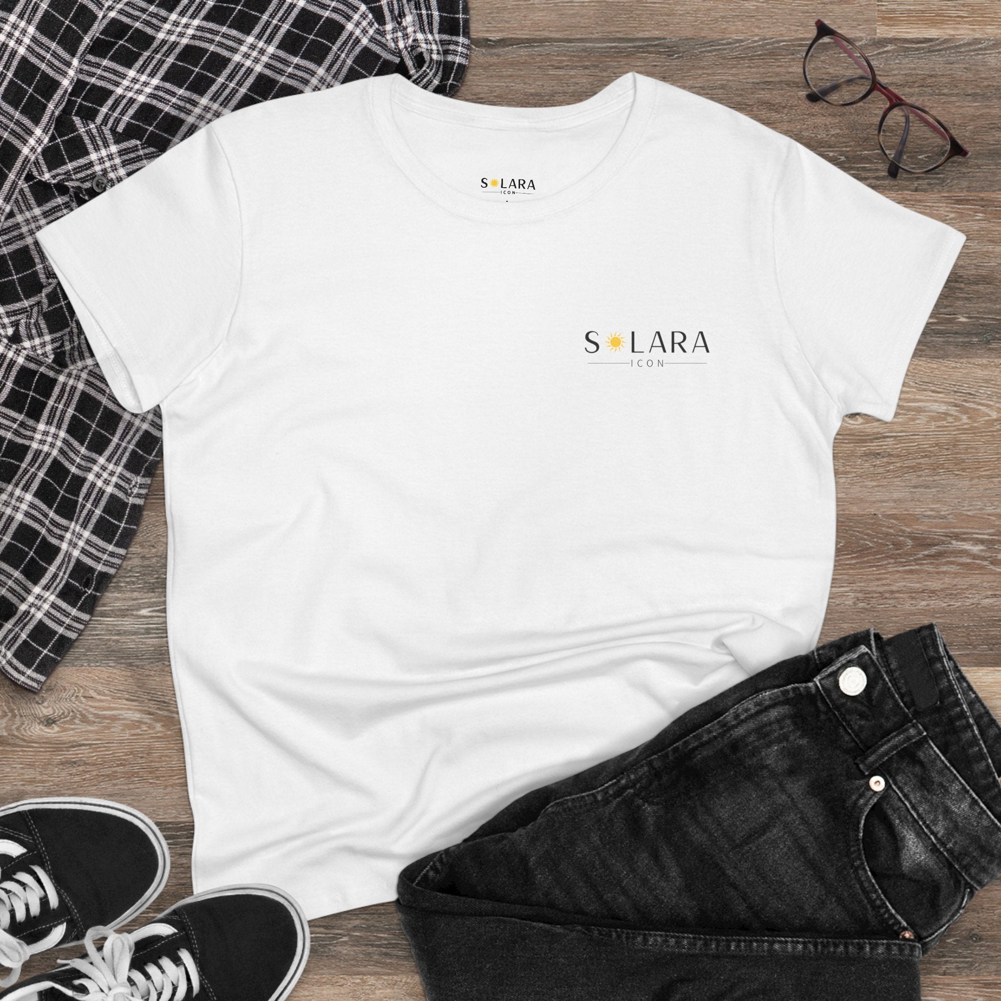 Solar Inspired Women's Midweight Cotton Tee, Casual Tee,Gift for Her, Everyday Wear,