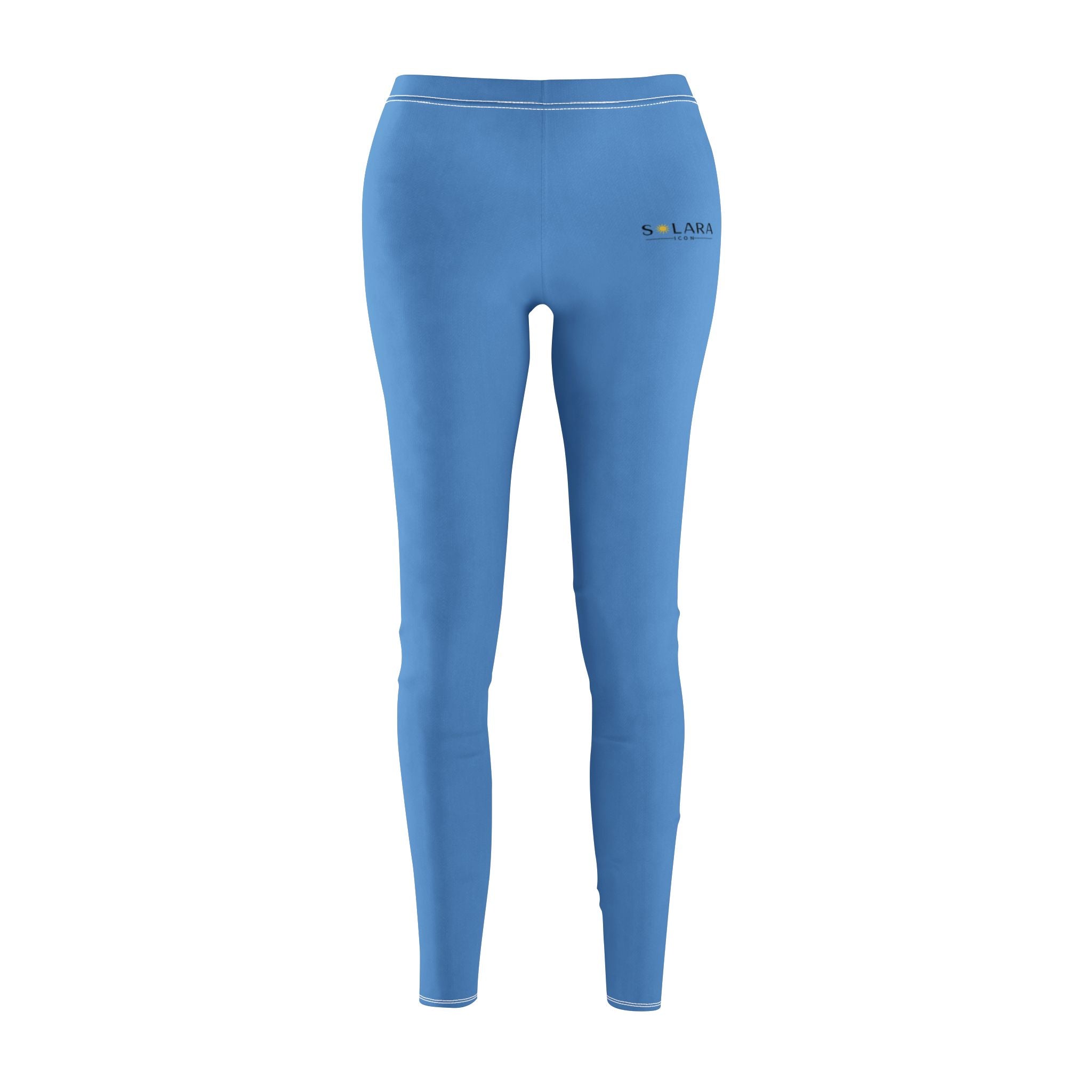 Solara Icon-Blue Mid-Rise Leggings for Yoga and Casual Wear, Comfortable Activewear, Women's Fitness Leggings,