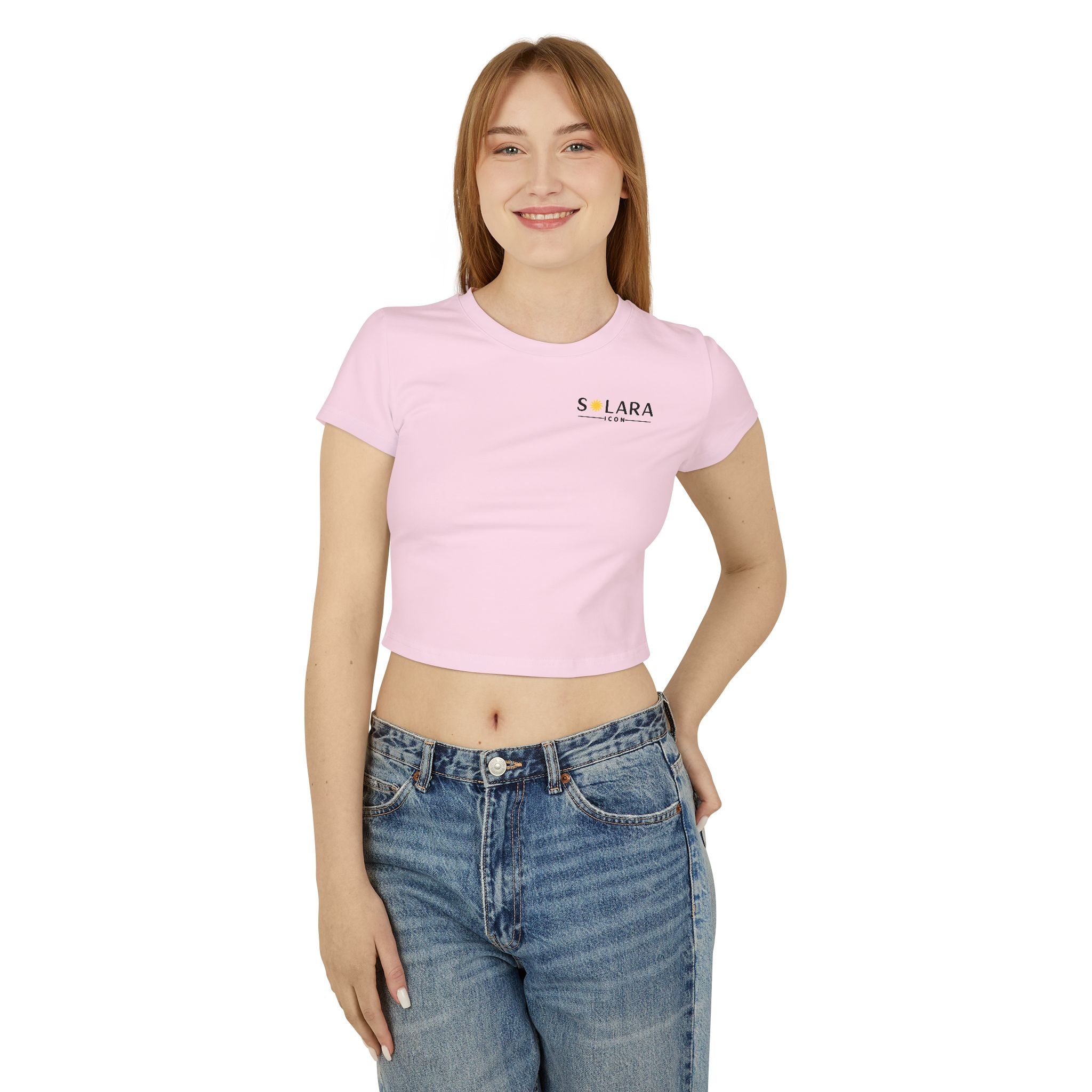 Solar Graphic Women's Baby Tee, Cute Crop Top for Summer, Casual Outfit, Gift for Her, Comfortable Everyday Wear