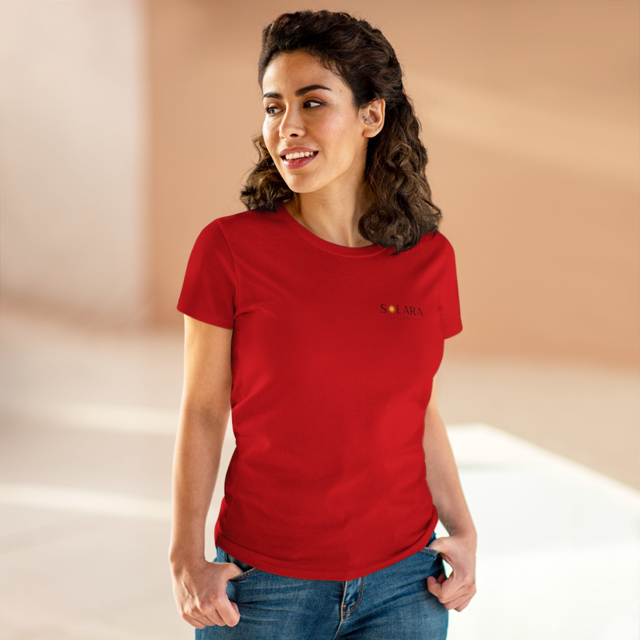 Solar Inspired Women's Midweight Cotton Tee, Casual Tee,Gift for Her, Everyday Wear,