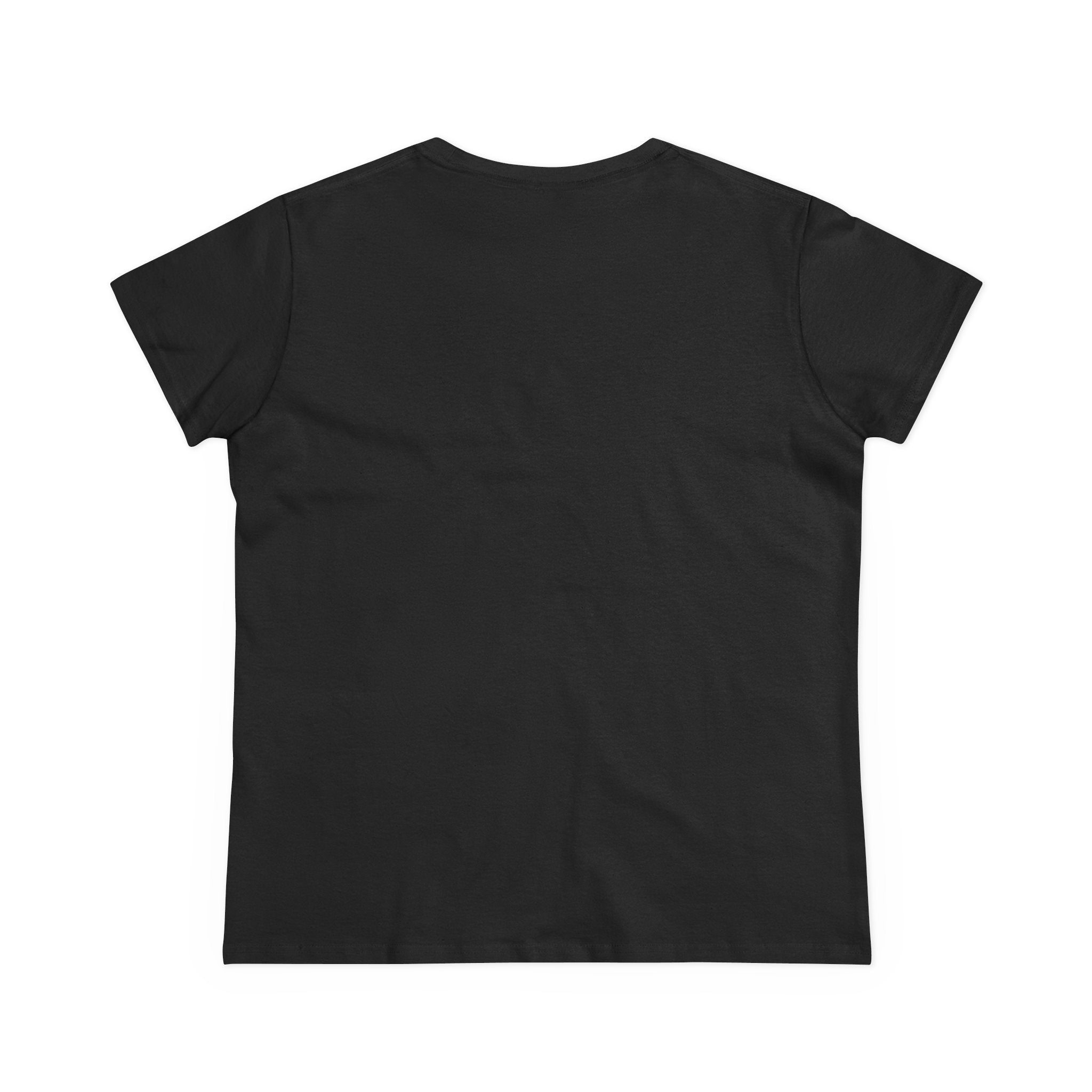 Solar Inspired Women's Midweight Cotton Tee, Stylish Black T-Shirt, Casual Wear, Everyday Fashion, Gift for Her, Summer Essential