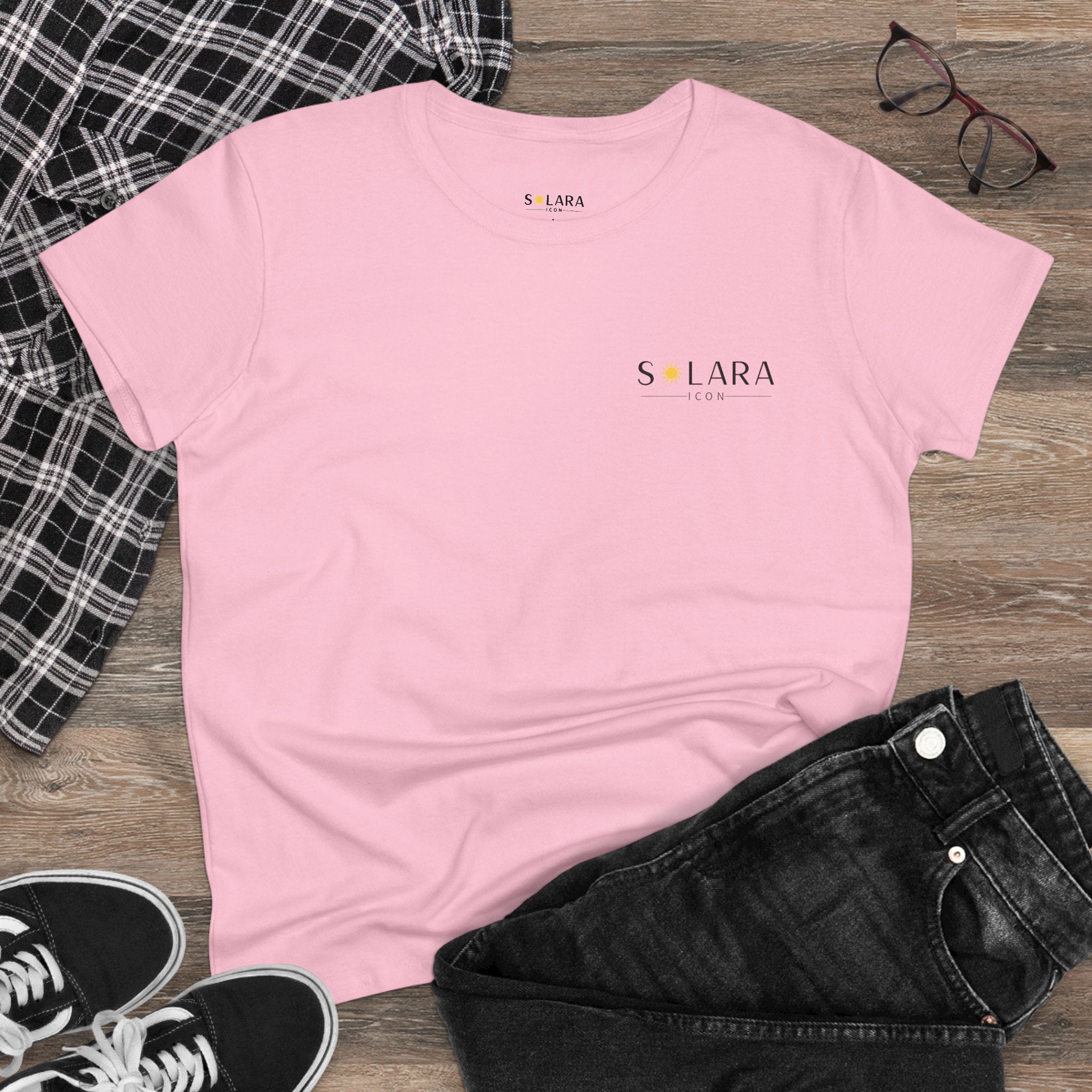 Solar Inspired Women's Midweight Cotton Tee, Casual Tee,Gift for Her, Everyday Wear,