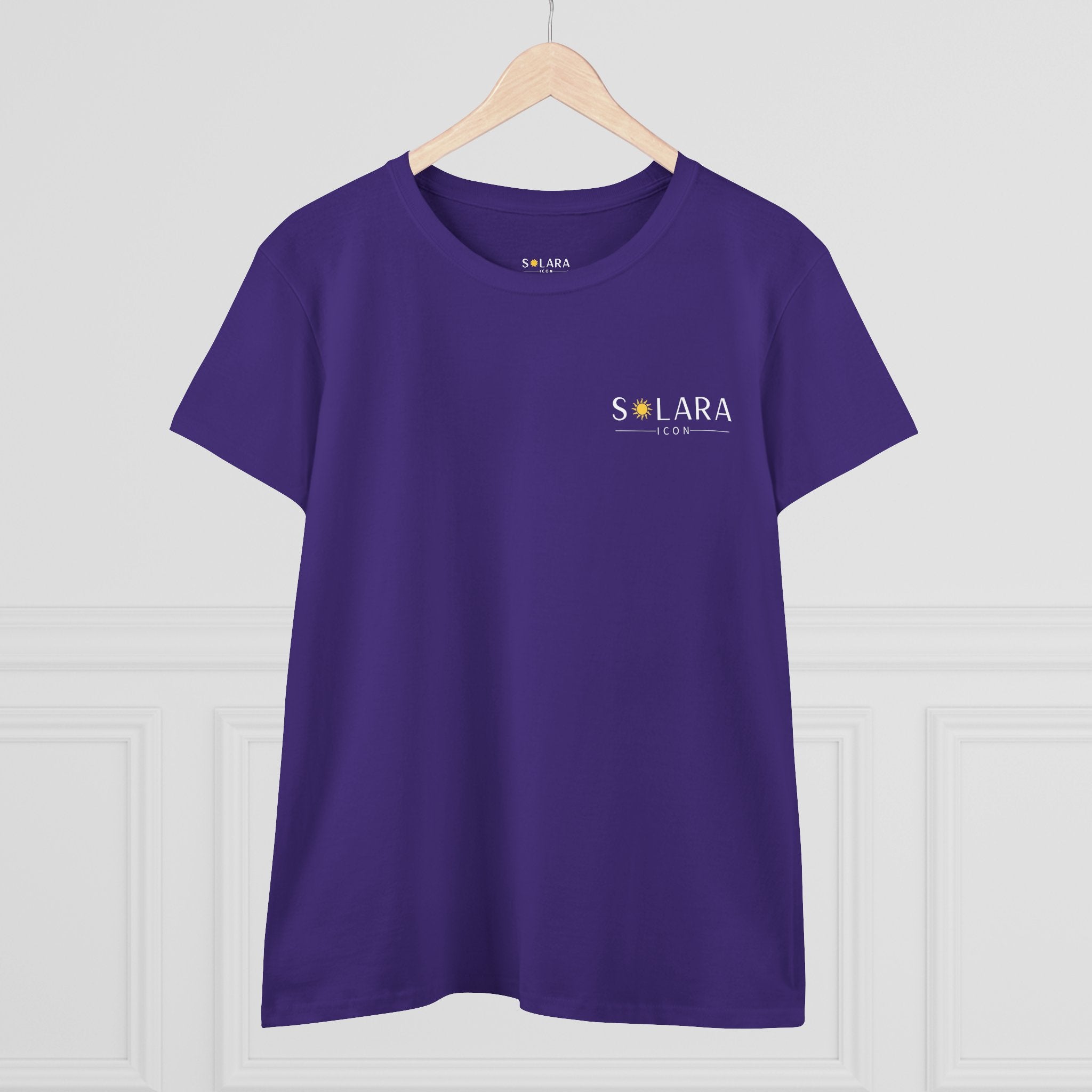 Solar Inspired Women's Midweight Cotton Tee, Stylish Black T-Shirt, Casual Wear, Everyday Fashion, Gift for Her, Summer Essential