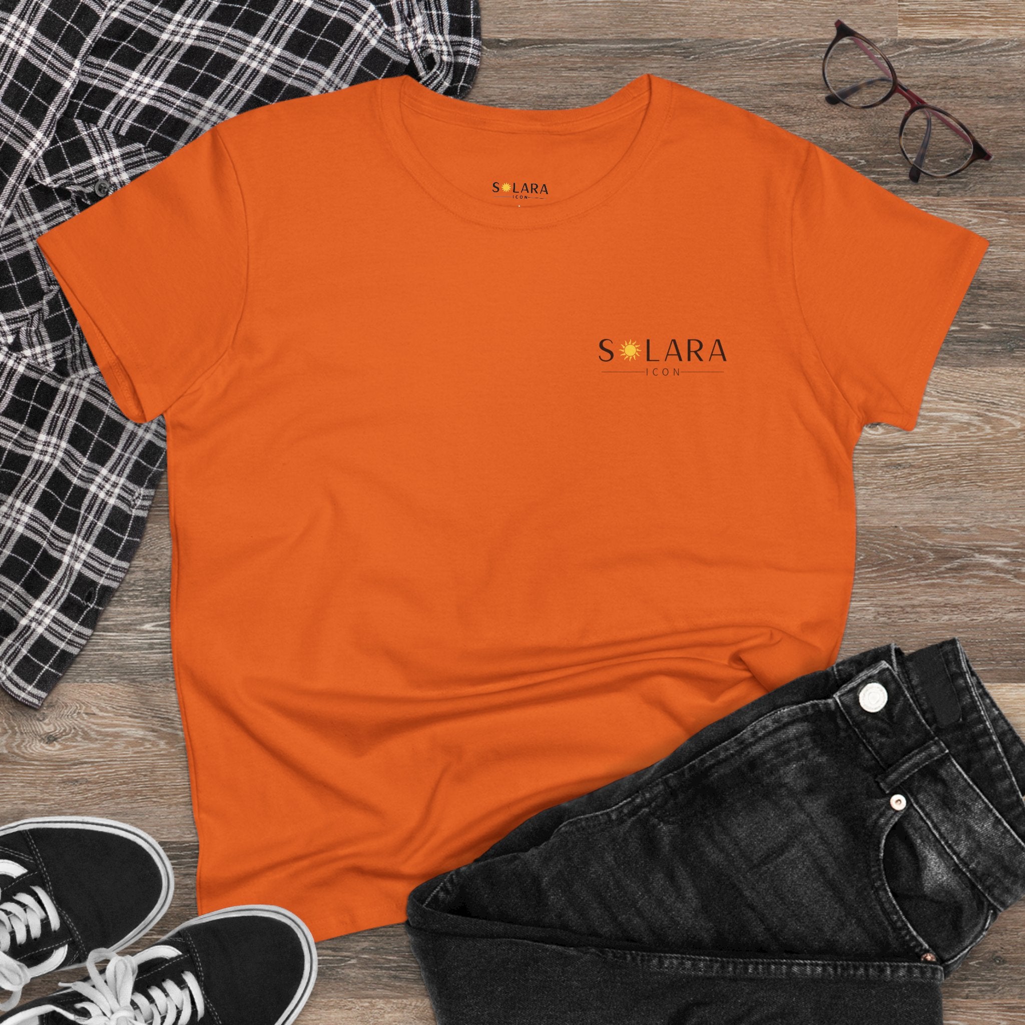 Solar Inspired Women's Midweight Cotton Tee, Casual Tee,Gift for Her, Everyday Wear,