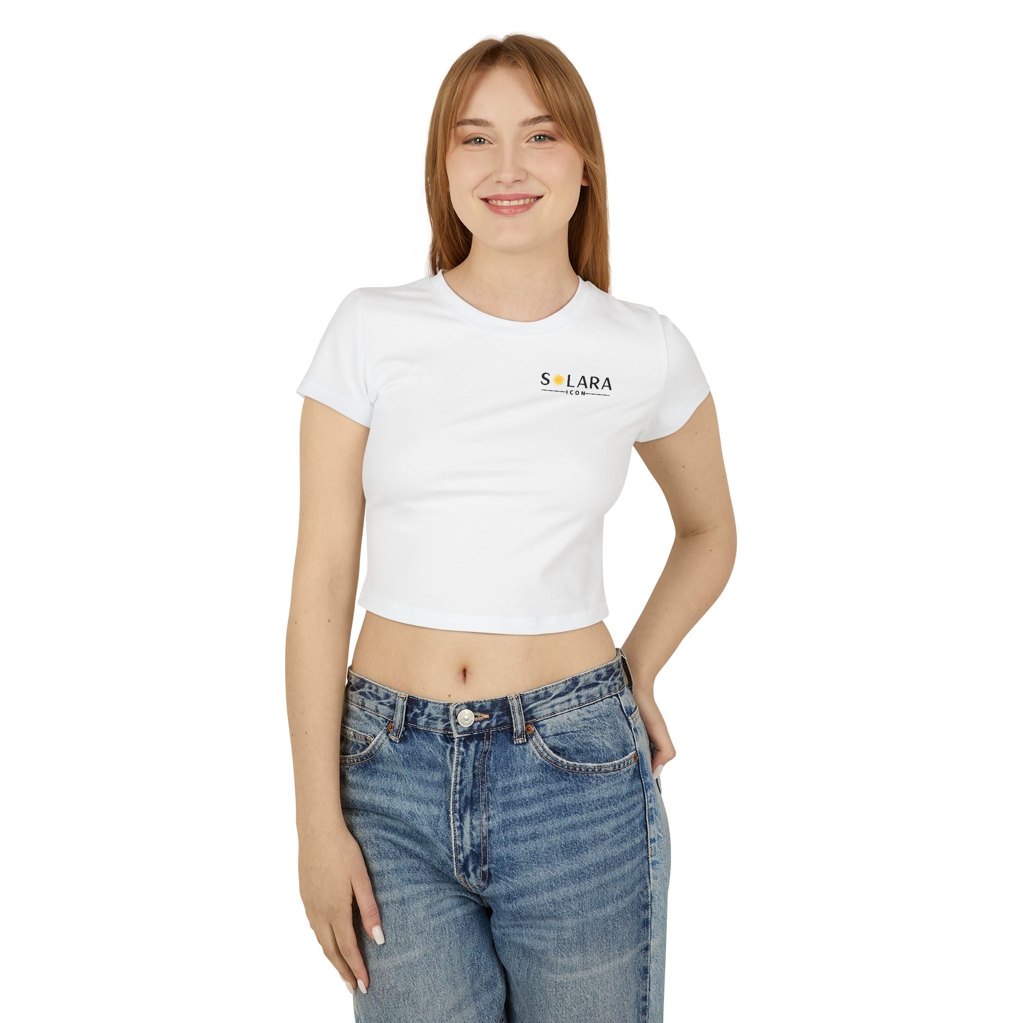 Solar Graphic Women's Baby Tee, Cute Crop Top for Summer, Casual Outfit, Gift for Her, Comfortable Everyday Wear