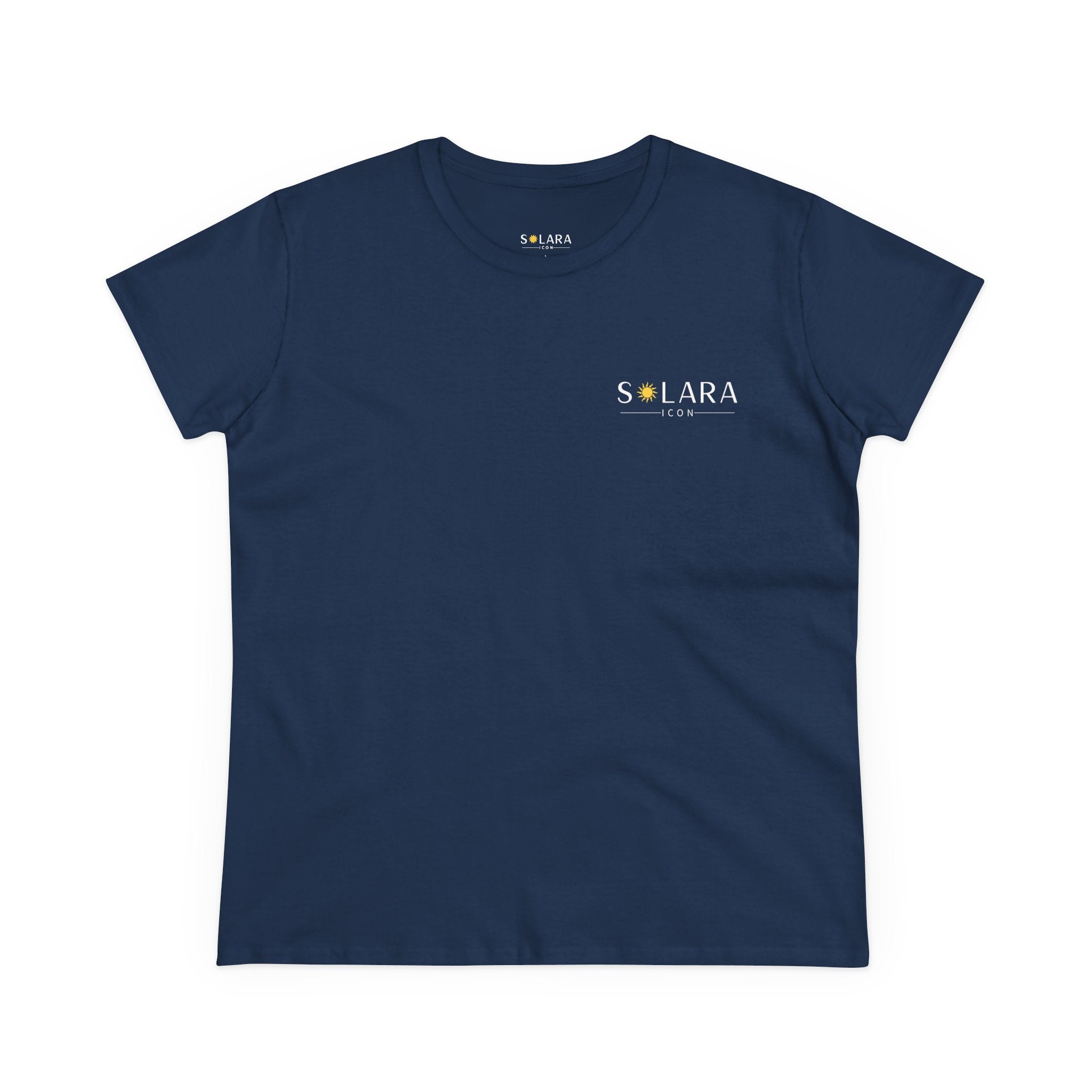 Solar Inspired Women's Midweight Cotton Tee, Stylish Black T-Shirt, Casual Wear, Everyday Fashion, Gift for Her, Summer Essential