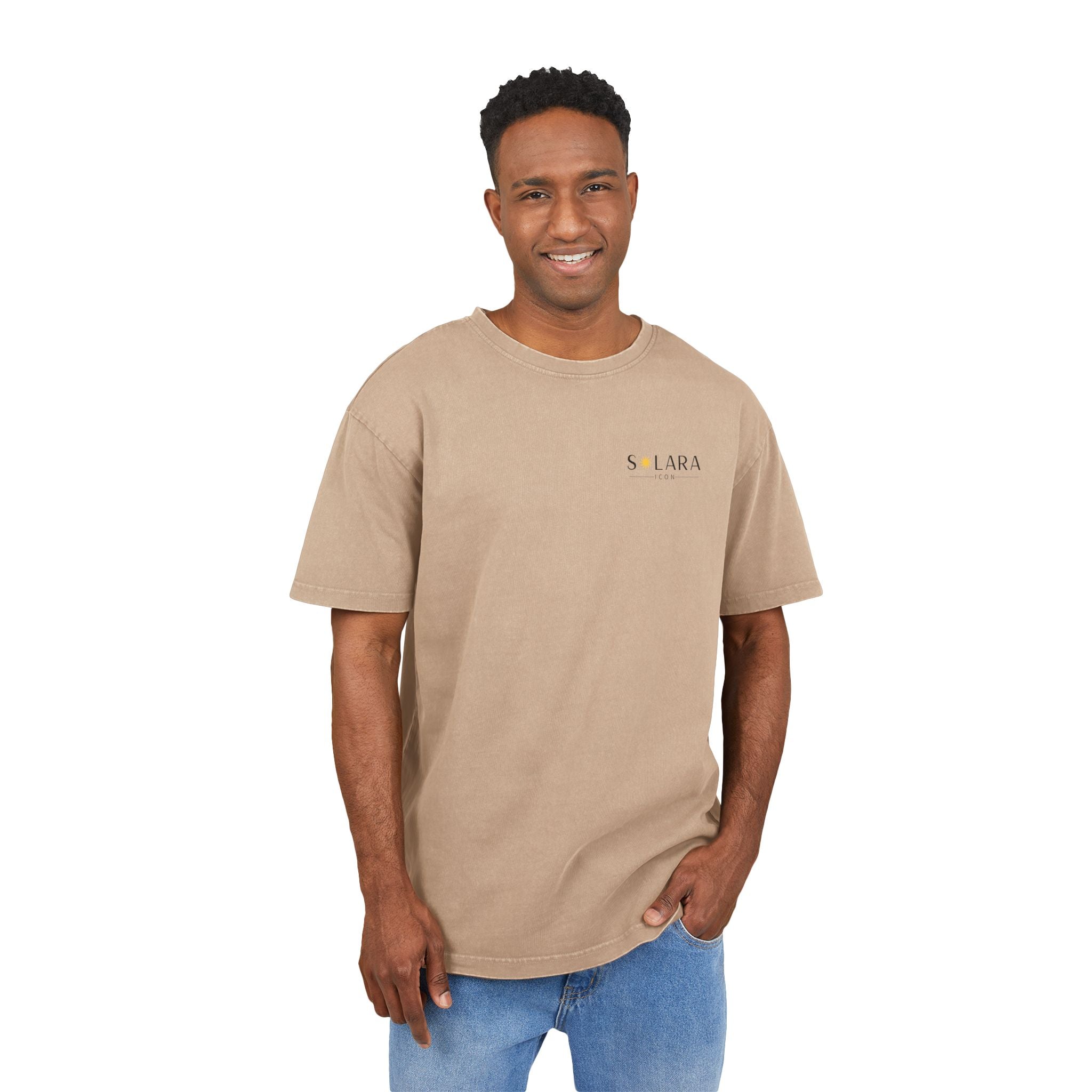 Solara Icon-Men's Acid Wash Oversized Tee, Retro Fashion Shirt, Casual Summer Top